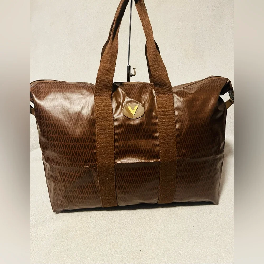 Mario Valentino Soft PVC Monogram Foldable Overnight Travel Tote Bag - Picture 5 of 13